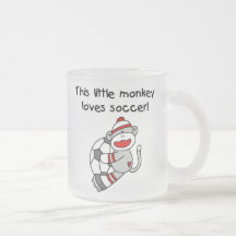 Sock Monkey Loves Soccer T shirts and Gifts Mugs
