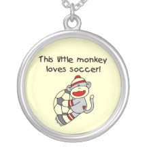 Sock Monkey Loves Soccer T shirts and Gifts Pendant