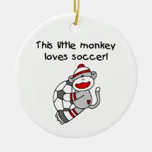 Sock Monkey Loves Soccer T shirts and Gifts Christmas Tree Ornament