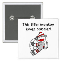 Sock Monkey Loves Soccer T shirts and Gifts Pins