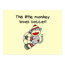 Sock Monkey Loves Soccer T shirts and Gifts Post Card