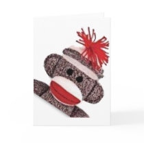 Sock Monkey merchandise products gifts Greeting Cards