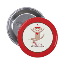 Sock Monkey NAME TAG Custom Button