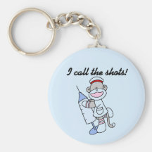 Sock Monkey Nurse I Call the Shots Gifts Key Chain