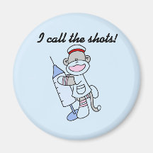 Sock Monkey Nurse I Call the Shots Gifts Refrigerator Magnets