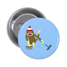 Sock Monkey Olympic Curling Buttons