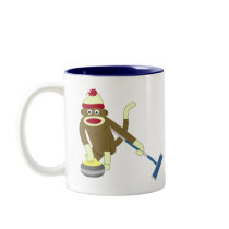 Sock Monkey Olympic Curling Mug