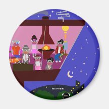 Sock Monkey Party Too Fridge Magnet