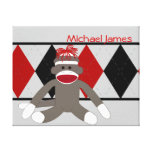 Sock Monkey Personalized Gallery Wrap Canvas