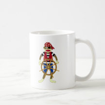 Sock Monkey Pirate Coffee Mugs