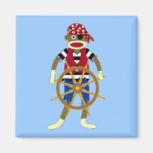 Sock Monkey Pirate Magnet