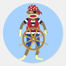 Sock Monkey Pirate Stickers
