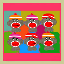 Sock Monkey Poster--Popart--6 Monkeys posters