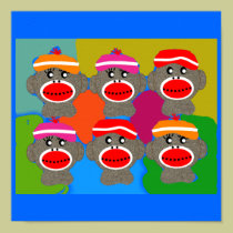 Sock Monkey Poster--Popart--6 Monkeys posters