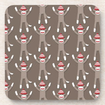 Sock Monkey Print Beverage Coaster