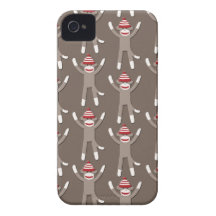 Sock Monkey Print iPhone 4 Cases