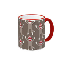 Sock Monkey Print Mugs