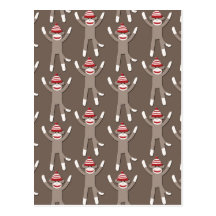 Sock Monkey Print Post Card
