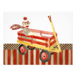 Sock Monkey Red Wagon, Thank You Note Cards Announcements