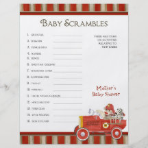 Sock Monkey, Shower Bingo n Scramble Game Personalized Flyer