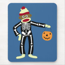 Sock Monkey Skeleton Halloween Mousepad
