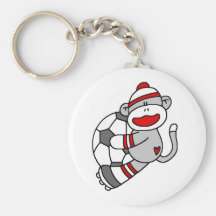 Sock Monkey Soccer Key Chains