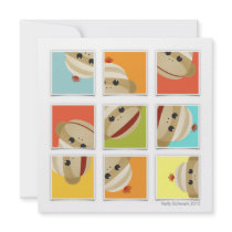 Sock Monkey Socks Blocks Square Invitation