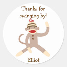 Sock Monkey Stickers Label