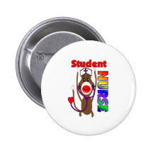 Sock Monkey Student Nurse Pinback Buttons