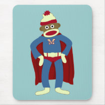 Sock Monkey Superhero Mousepads