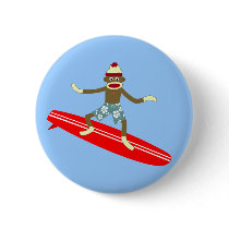 Sock Monkey Surfer Buttons