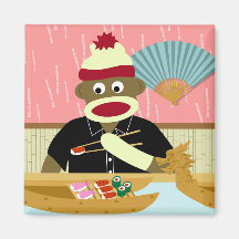 Sock Monkey Sushi Magnets