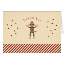 Sock Monkey Thank You Card cards