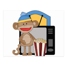 Sock monkey tv post card