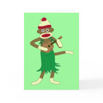 Sock Monkey Ukulele Card