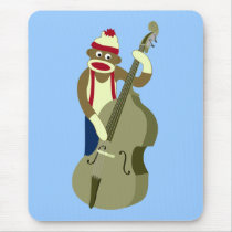 Sock Monkey Upright Bass Player Mouse Pad