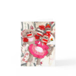 Sock Monkeys for the Cure Pink Ribbon Note Card