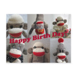 Sock Monkeys Happy Birthday Card Postcards
