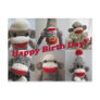 Sock Monkeys Happy Birthday Card Postcards
