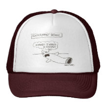 Sock puppet down!: "A hand!  I need a hand!" Hat