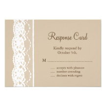 Soft Beige and Vintage Lace RSVP Custom Invites