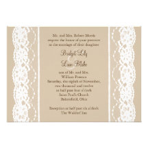 Soft Beige and Vintage Lace Wedding Invitation