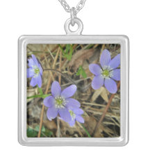 Soft Blue Hepatica Necklace