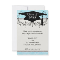 soft blues lovely damask custom announcements