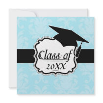 soft blues lovely damask custom invite