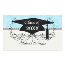 soft blues lovely damask rectangle sticker