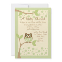 Soft Green Owl Baby Shower Invitation