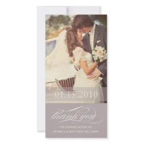 SOFT LILAC SCRIPT THANKS | WEDDING THANK YOU CARD PHOTO GREETING CARD
