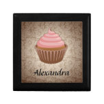 Soft Pink and Brown Cupcake, Personalized Keepsake gift boxes