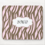 Soft Pink and Brown Monogram Frame mousepads